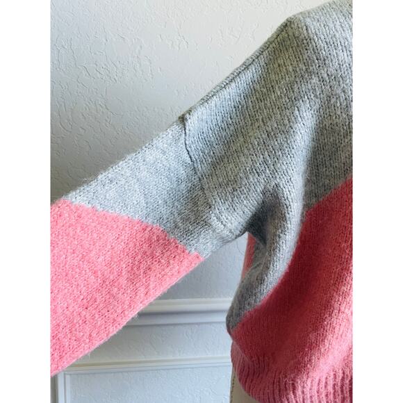 Topshop Pullover Sweater Colorblock Pink Blue Gray Small - Picture 5 of 8